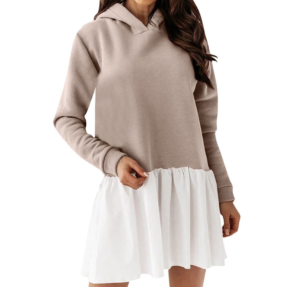 LA Made Brown Cream Hoodie Sweater Dress Size XXL NWT